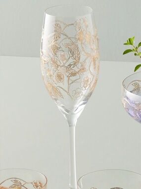 Anthropologie Fiorella 24 K Gold Decorated Flutes